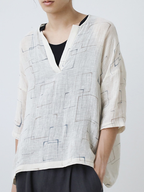 evam eva cotton wide pullover sumi色 evam eva｜printed wide pullover ｜すべての商品
