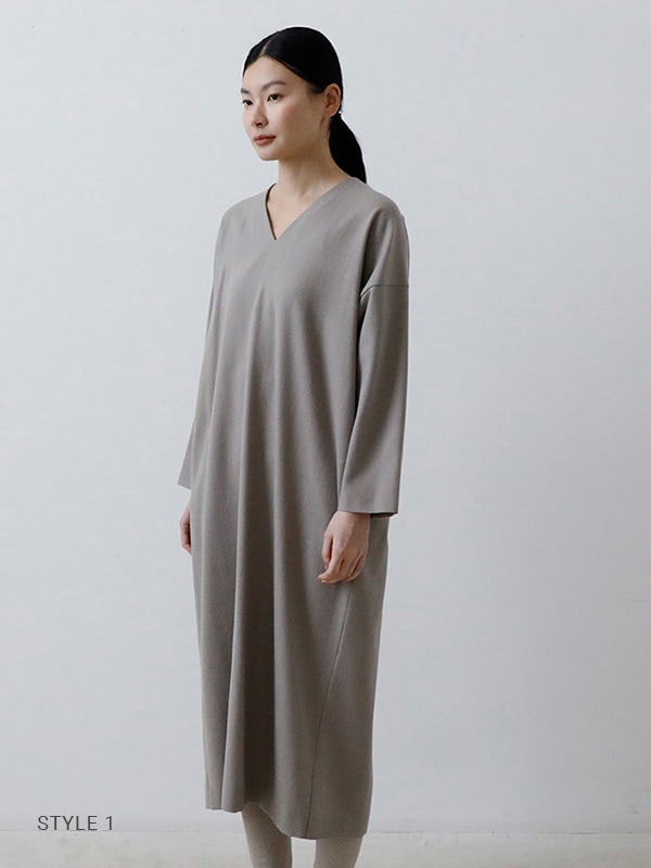 evam eva｜wool v neck one-piece｜ladies',one-piece