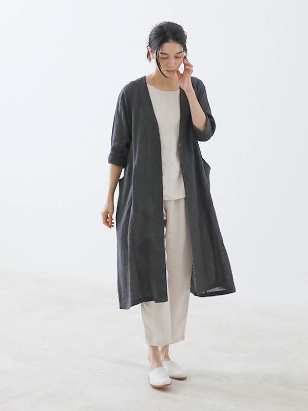 evam eva リネンローブ evam eva｜linen robe｜ladies',outer