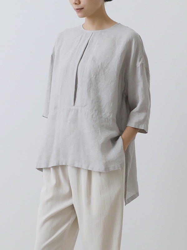 linen tuck pullover