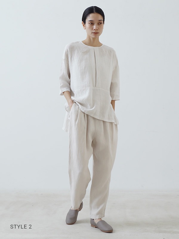 linen tuck pullover