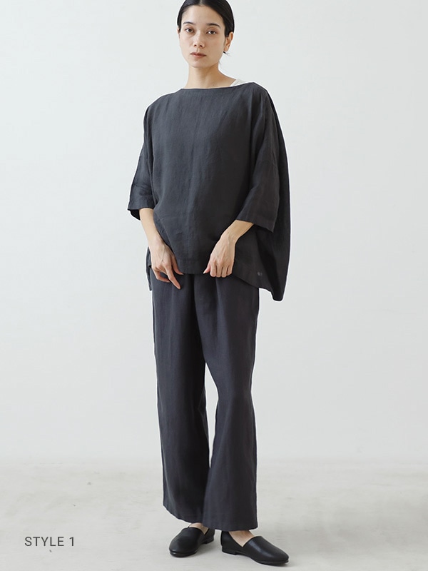 evam eva｜linen wide pullover｜ladies',tops