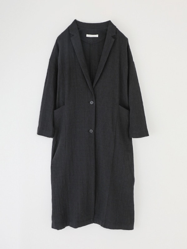 evam eva ヘンプ混 コットン ライトコート グレージュ 羽織り サイズ2 evam eva 【定価3.5万】エヴァムエヴァ *ノーカラーショート