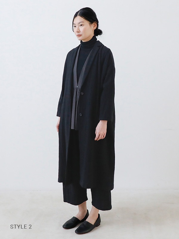 715t*evam eva エヴァムエヴァ コットンペーパーロングジャケット evameva (エヴァムエヴァ) cotton paper long jacket / コットン