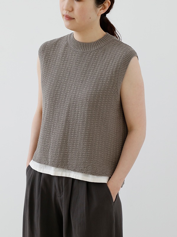evam eva｜cotton linen vest｜ladies',tops