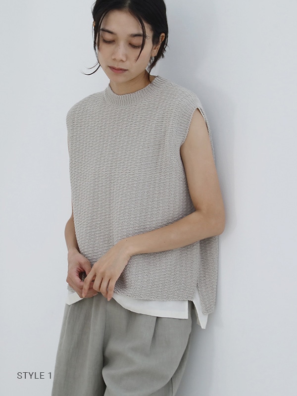 evam eva｜cotton linen vest｜ladies',tops
