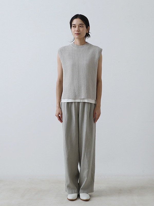 evam eva｜cotton linen vest｜ladies',tops