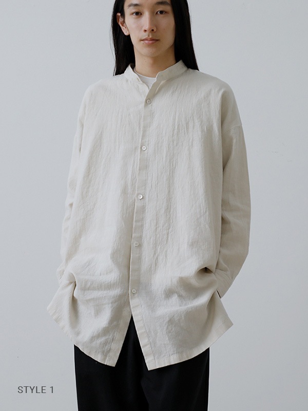 evam eva｜water linen long shirt [men's]｜men's