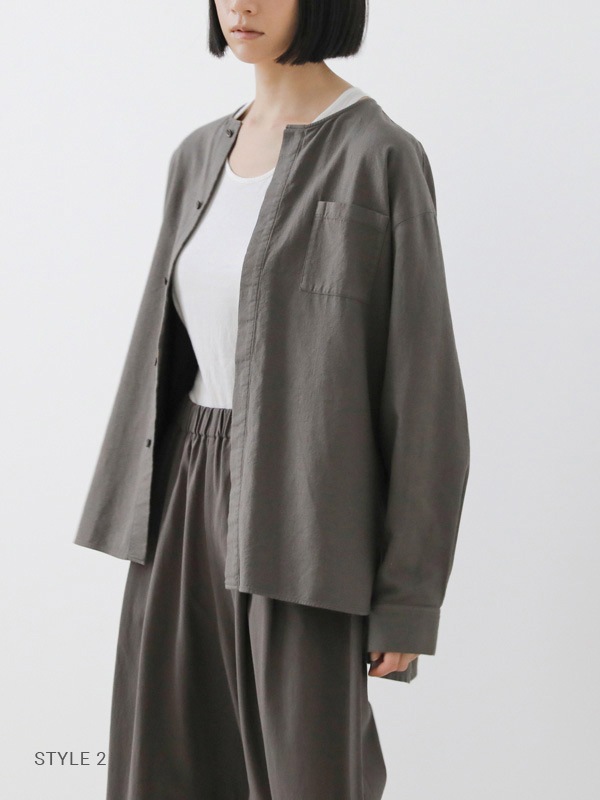 evam eva｜cotton cashmere no collar shirt [men's]｜men's