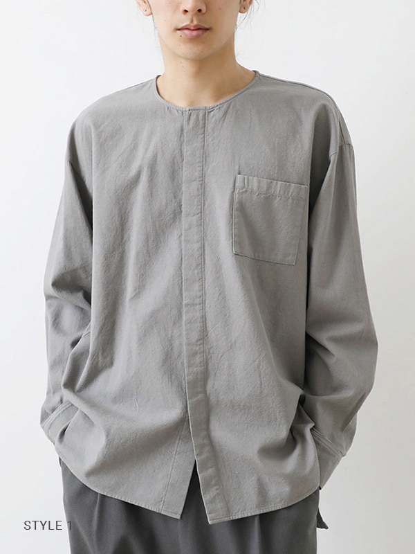 evam eva｜cotton cashmere no collar shirt [men's]｜men's