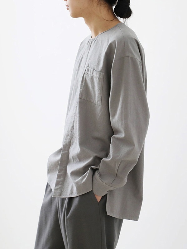 evam eva｜cotton cashmere no collar shirt [men's]｜men's