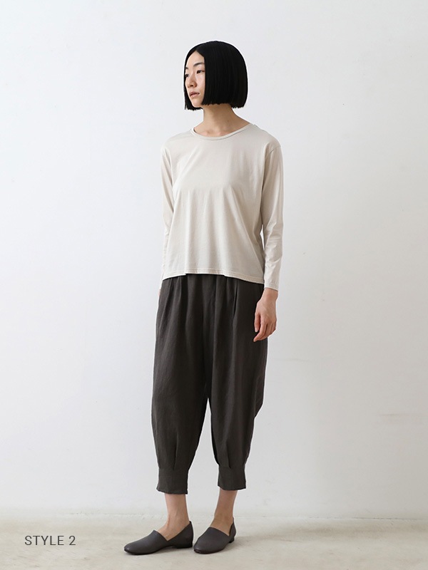 evam eva｜water linen hem tuck pants｜ladies',bottoms