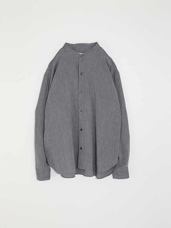 evam eva｜linen washi band collar shirt [men's]｜men's
