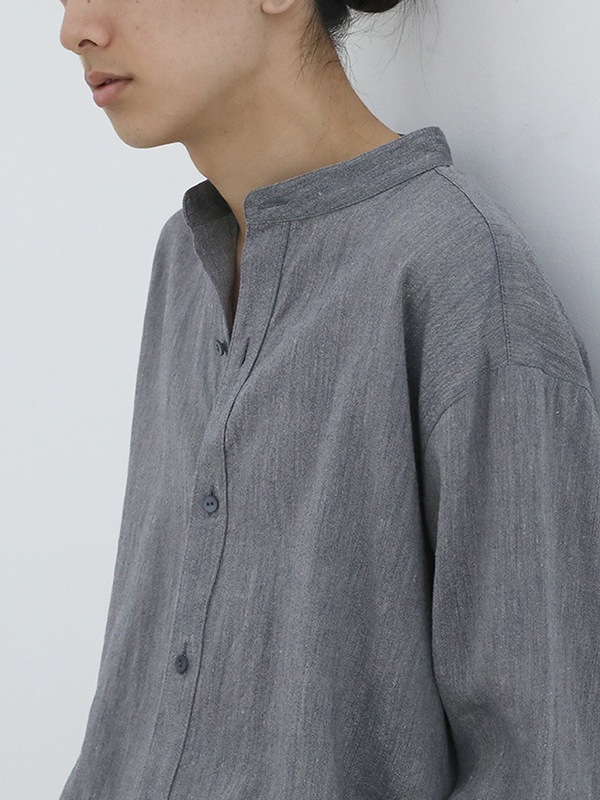 evam eva リネン ワークシャツ evam eva｜linen washi band collar shirt [men's]｜men's