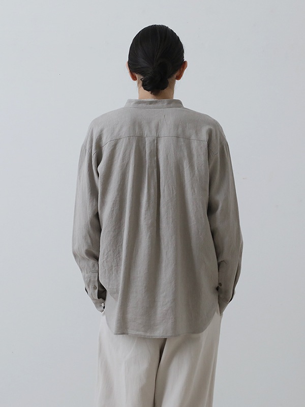 evam eva｜linen washi band collar shirt [men's]｜men's