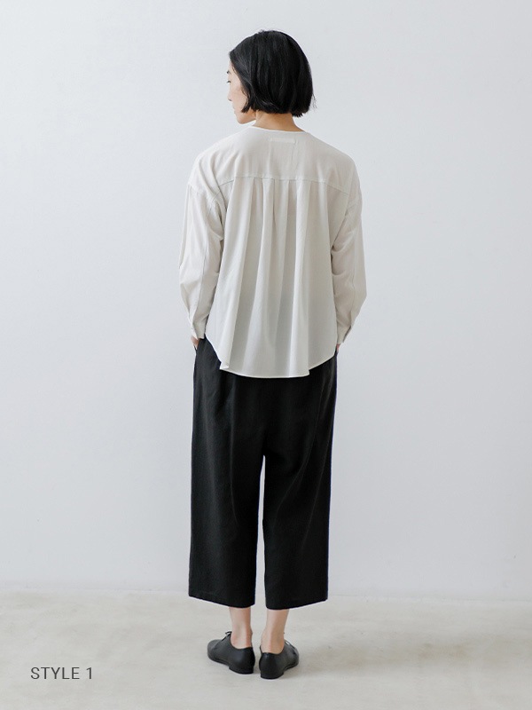 evam eva｜water linen tuck pants｜ladies',bottoms