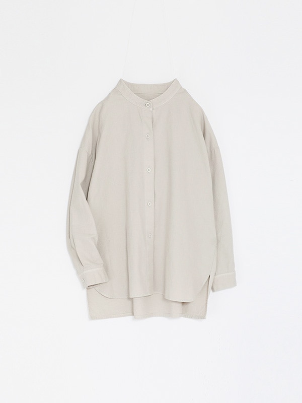 cotton cashmere band collar shirt