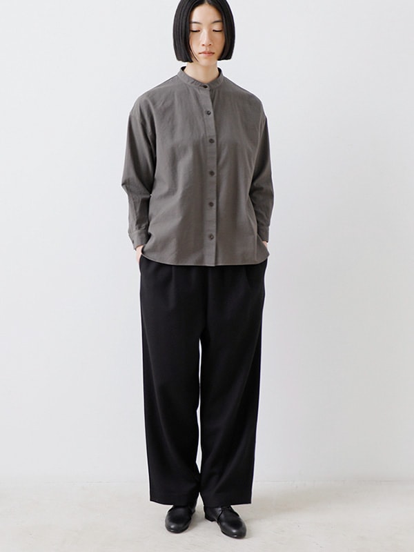 cotton cashmere band collar shirt