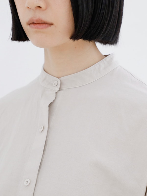 cotton cashmere band collar shirt