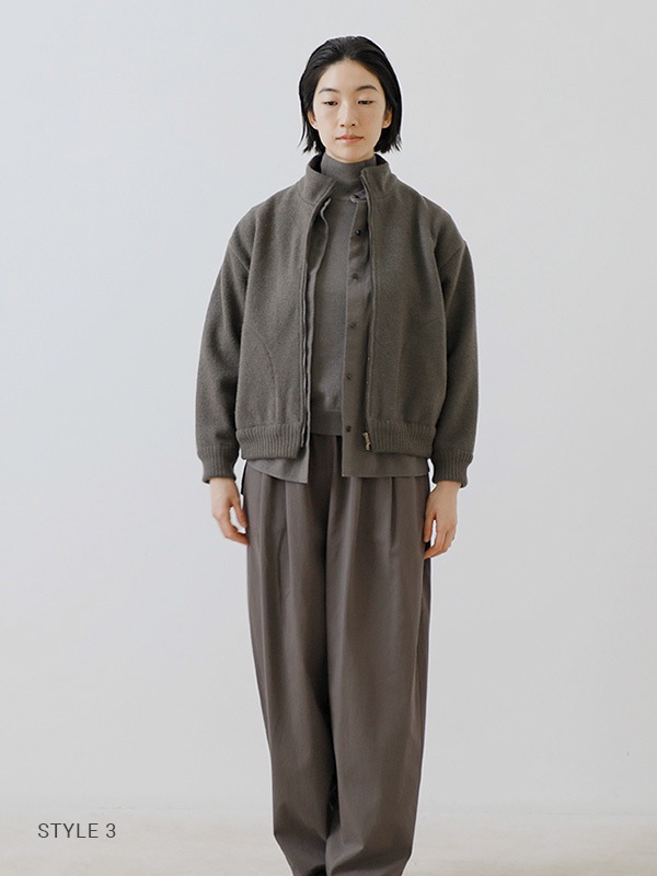 cotton cashmere band collar shirt