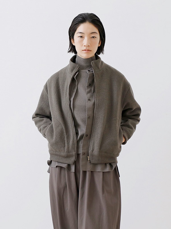 cotton cashmere band collar shirt