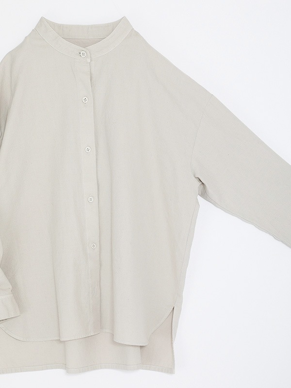 cotton cashmere band collar shirt