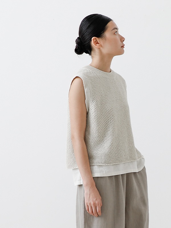 evam eva｜linen cotton short vest｜ladies',tops