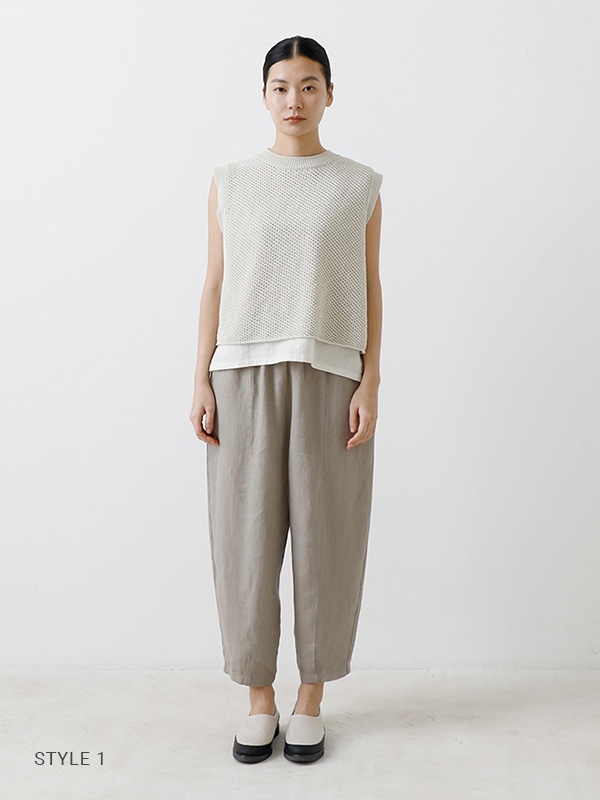 evam eva｜linen cotton short vest｜ladies',tops
