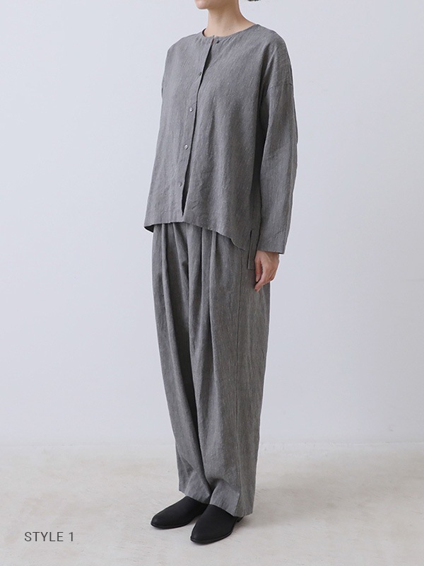 linen washi tuck wide pants