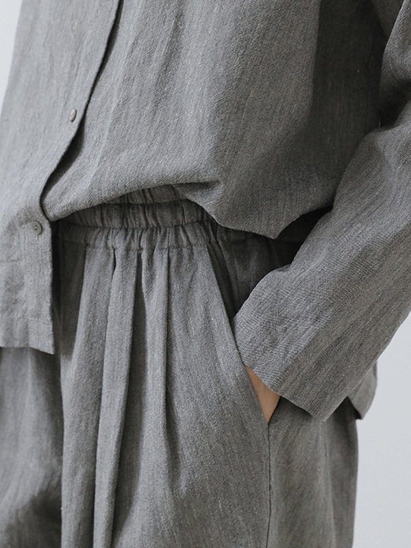 linen washi tuck wide pants