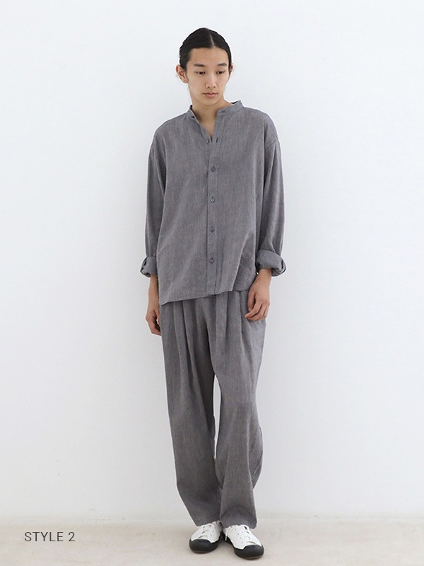 linen washi tuck wide pants