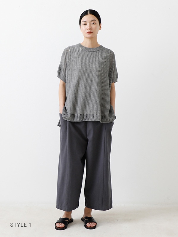 evam eva ヘンプ100%半袖ニット evam eva｜linen cotton vest｜ladies',tops