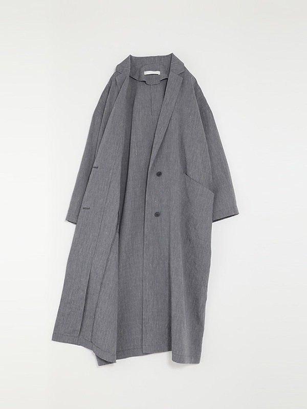 【evam eva】 linen チェスターコート 麻100% evam eva｜linen washi long jacket｜ladies',outer