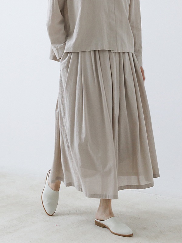 evam eva　コットン　シャーリングスカート　アイボリー evam eva｜cotton skirt｜ladies',bottoms
