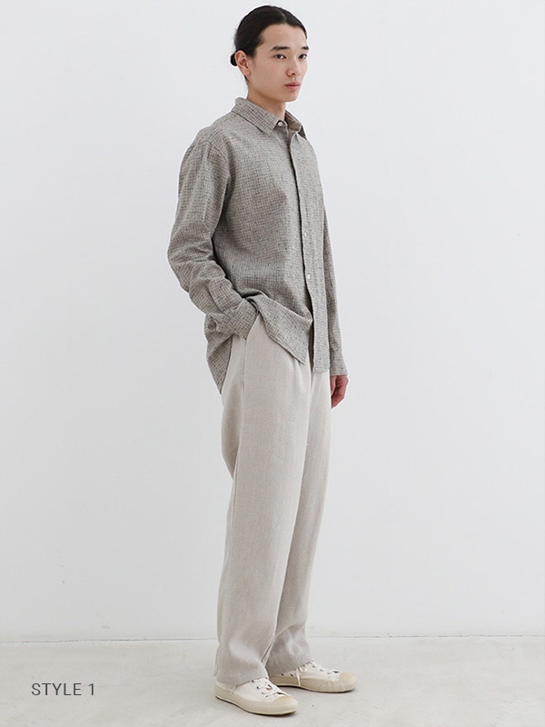 evam eva｜cotton linen check shirt [men's]｜men's