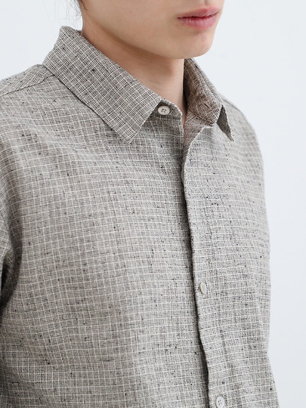 evam eva コットンリネンチェックシャツ evam eva｜cotton linen check shirt [men's]｜men's