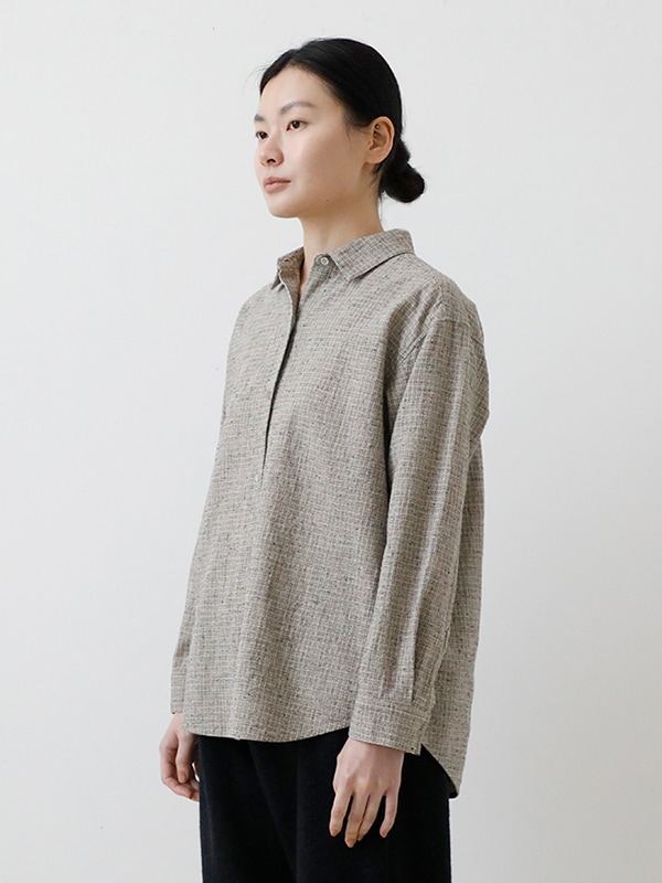 トップス evam eva / cotton linen check pullover evam eva｜cotton linen check pullover｜すべての商品