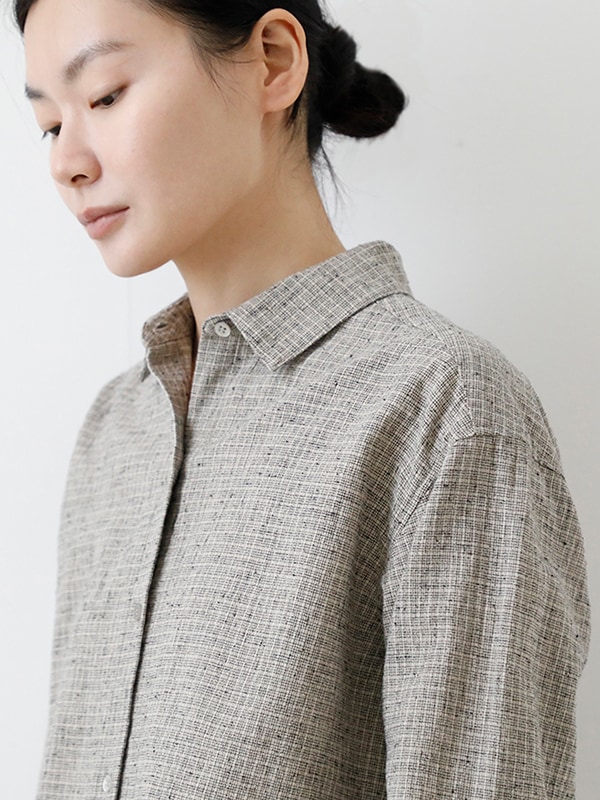 evam eva コットンリネンチェックシャツ evam eva｜cotton linen check shirt｜すべての商品