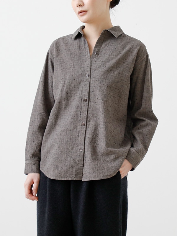 evam eva｜cotton linen check shirt｜すべての商品