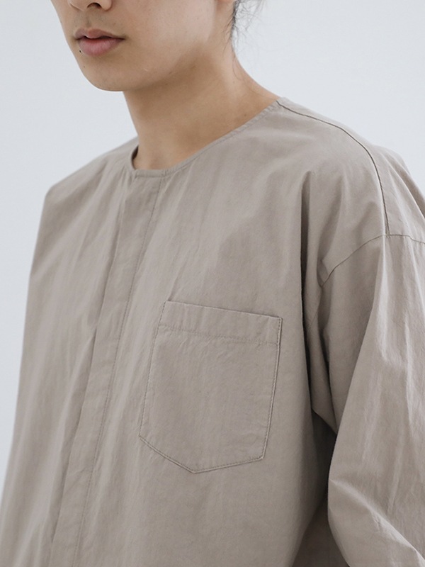 cotton no collar shirt [men's]