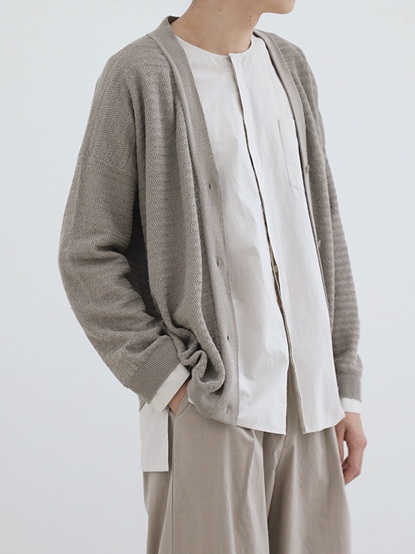 cotton no collar shirt [men's]