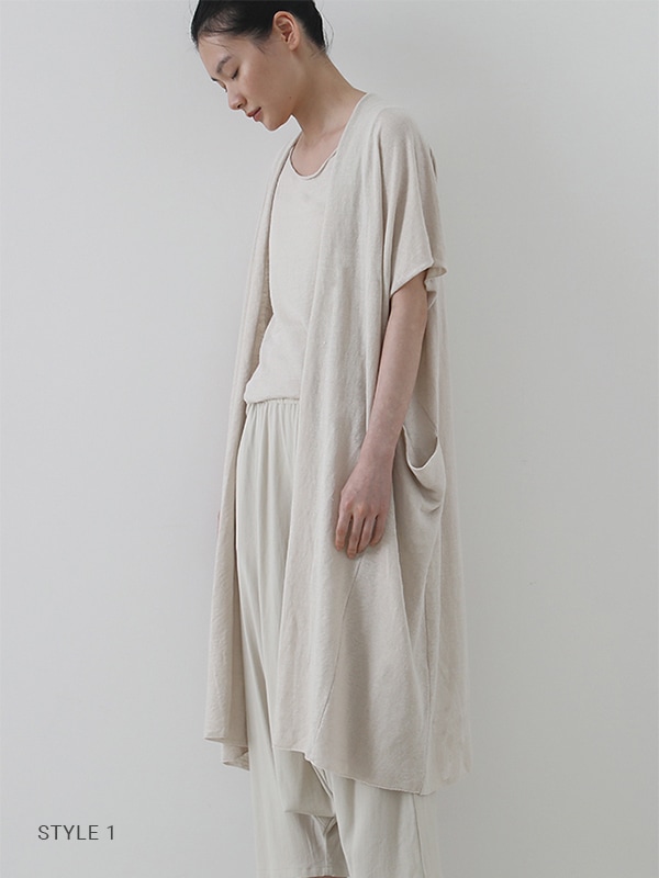 evam eva｜linen robe vest｜ladies'