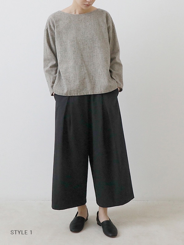 トップス evam eva / cotton linen check pullover evam eva｜cotton linen check pullover｜すべての商品