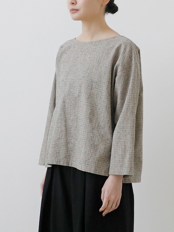 トップス evam eva / cotton linen check pullover evam eva｜cotton linen check pullover｜すべての商品