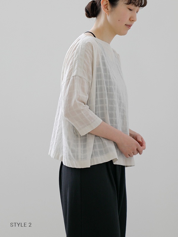 evam eva｜shadow check pullover｜ladies',tops