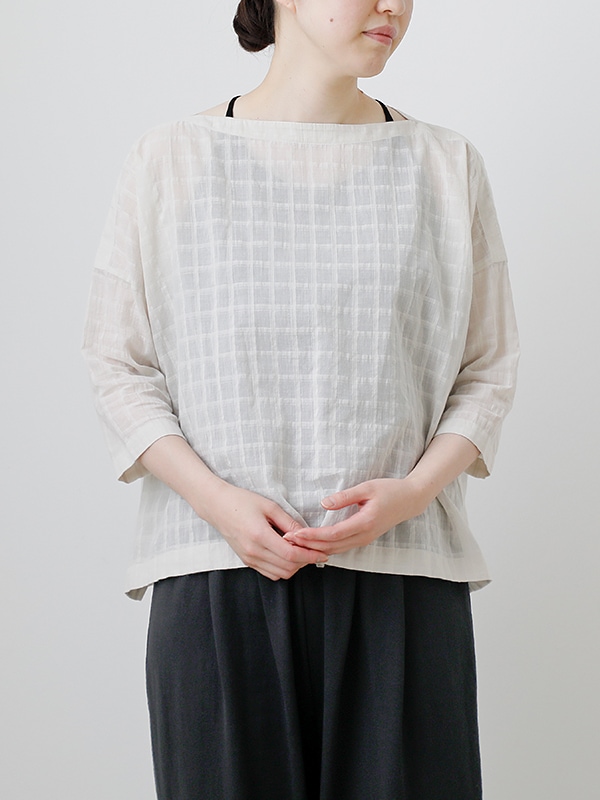 evam eva｜shadow check pullover｜ladies',tops