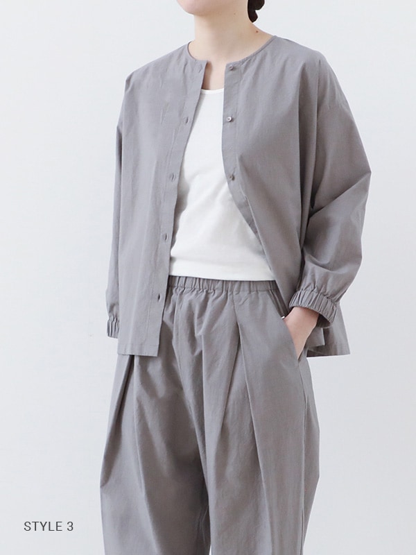 2025年今季 evam evaコットンノーカラーシャツ人気のカラー evam eva｜wool no collar shirt｜すべての商品