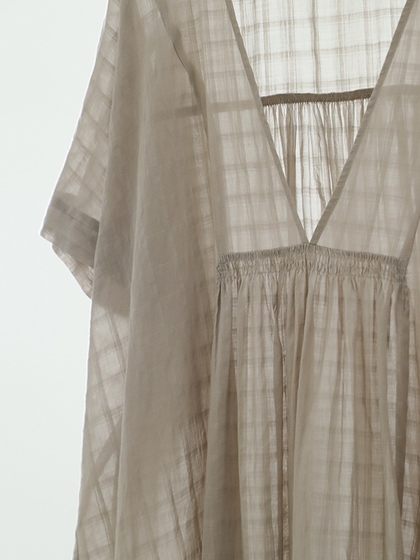 evam eva｜shadow check gathered pullover｜ladies',tops