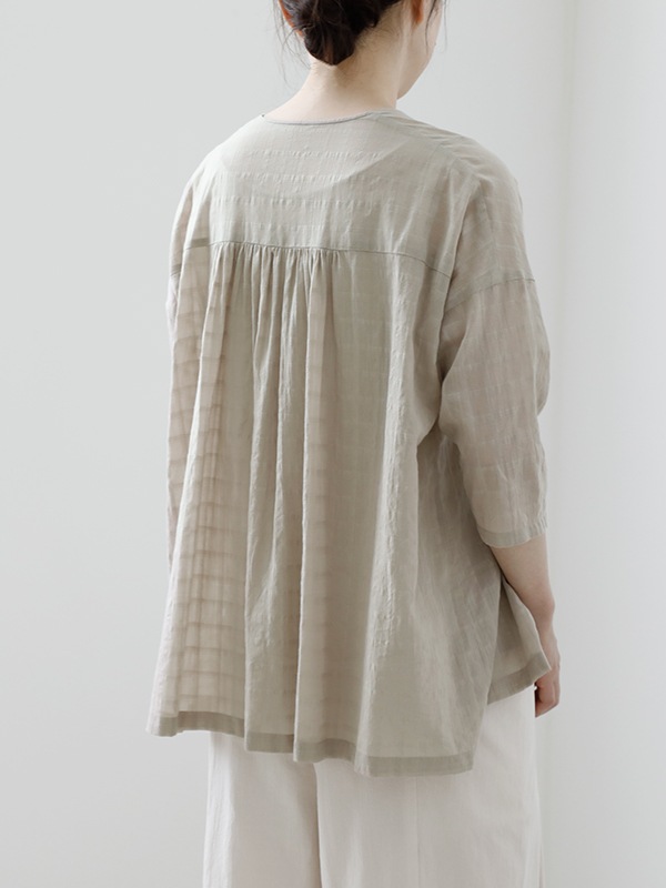 トップス evam eva shadow check gathered pullover evam eva｜shadow check gathered pullover｜ladies',tops