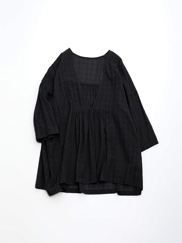 evam eva｜shadow check gathered pullover｜ladies',tops